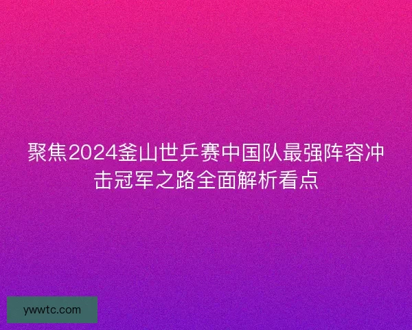 聚焦2024釜山世乒赛中国队最强阵容冲击冠军之路全面解析看点